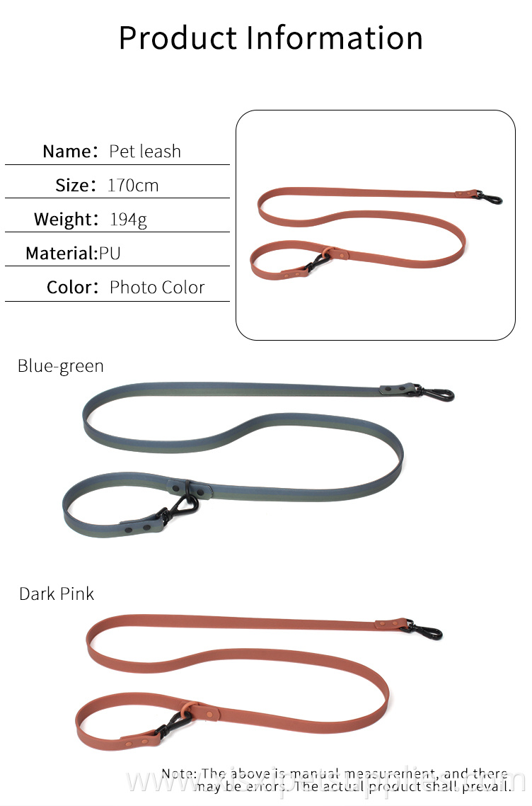 Factory Wholesale Waterproof Soft PU Leather Pet Dog Leash With Metal Hook